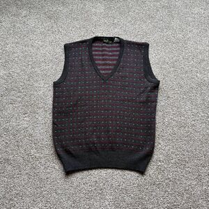 BOUNDARY WATERS WOOL BLEND VEST STRIPED GRAY MADE IN ITALY MEDIUM